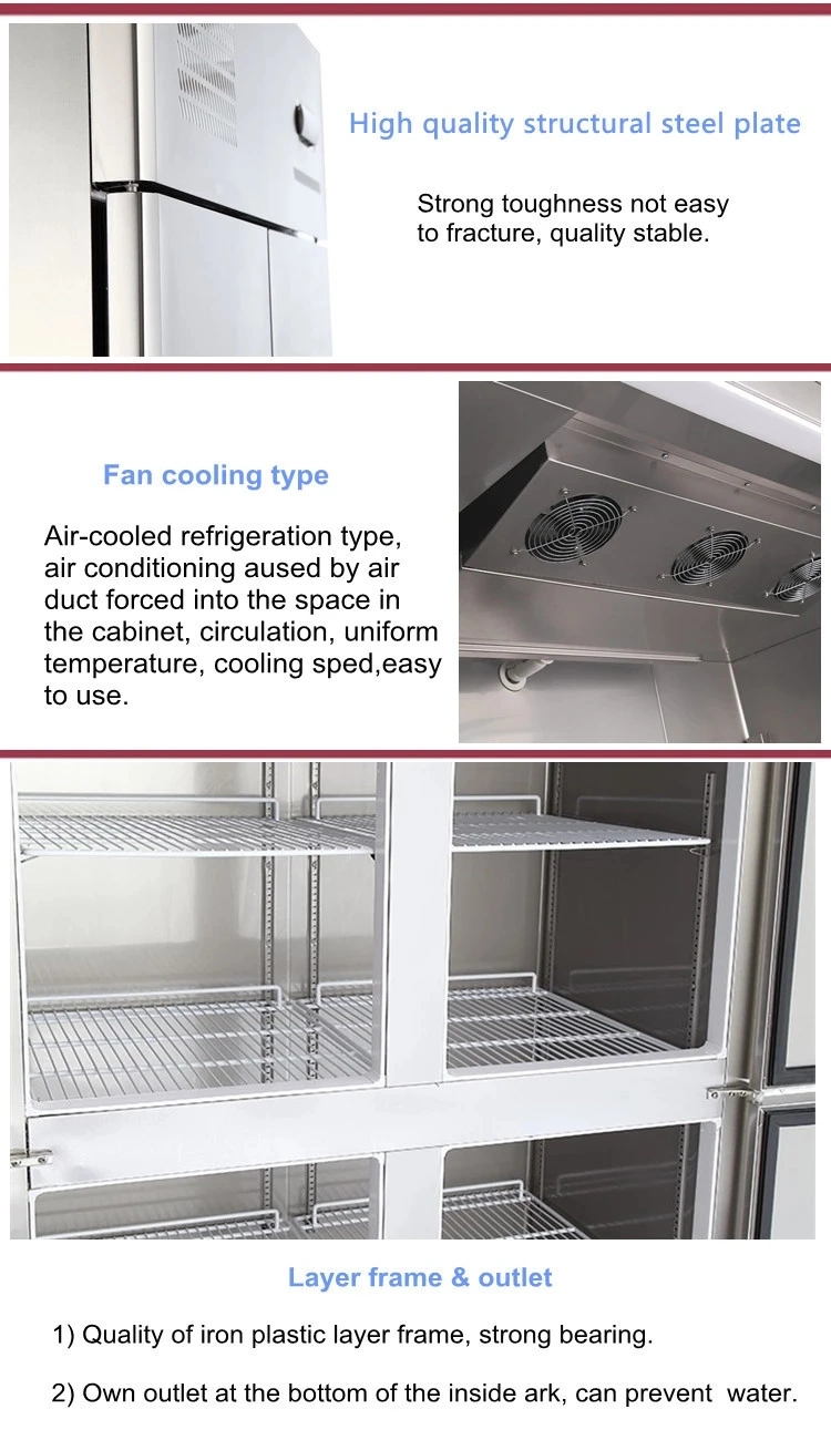 Good Quality Kithen Equipment Air Cooling Display Glass Door Cooler Refrigerator Fridge
