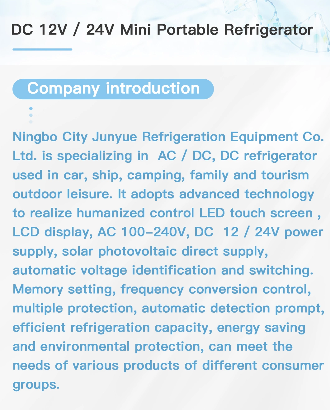 DC 12/24V No Freon Mini Portable Fridge Freezer for Home and Camping