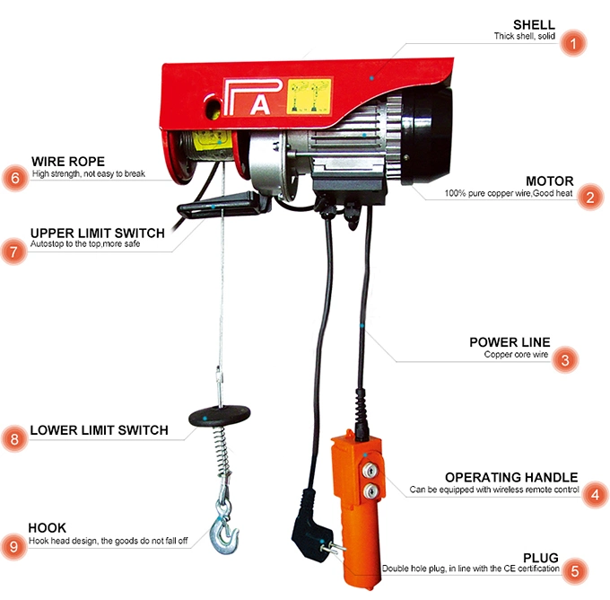 1 Ton Mini Monorail Traveling Electric Wire Rope Hoist