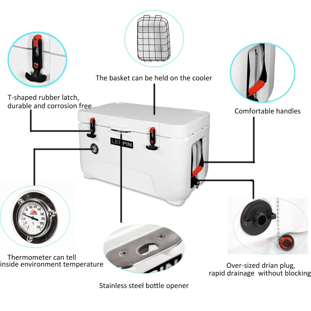 Rotomolded Cooler Box Outdoor Car Ice Refrigerators for Food and Drinking