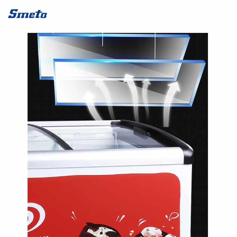 Smeta 165L Mini Freezer Commercial Glass Top Ice Cream Display Freezer