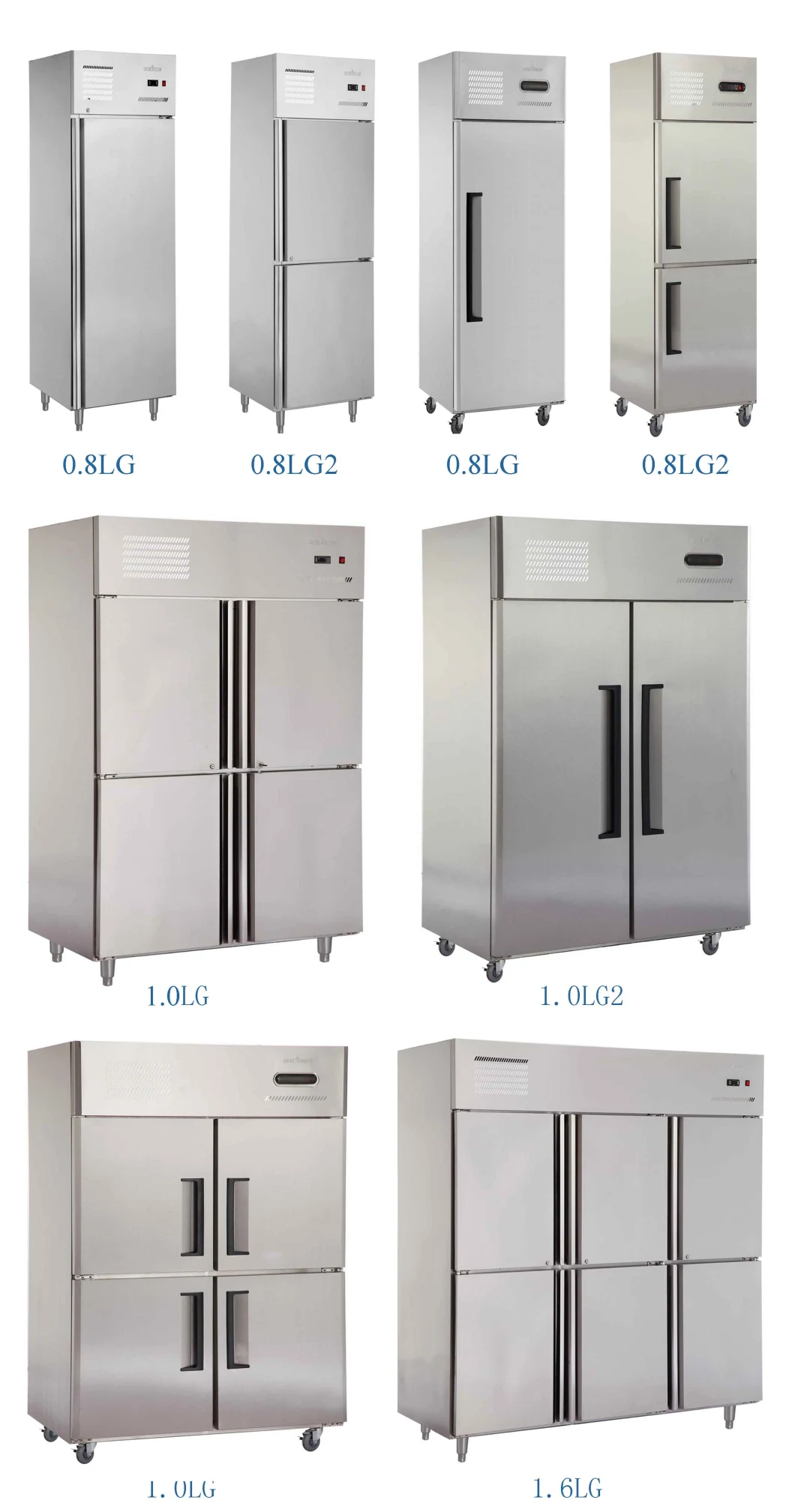 Commercial Wholesale 4-Door Stainless Steel Kitchen Freezer Cooler Refrigerator Fridge