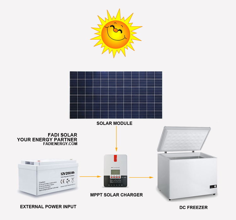 Durable Affordable 268L DC Solar Freezer 12V 24V Solar Freezer Chest Freezer Solar Product for Africa