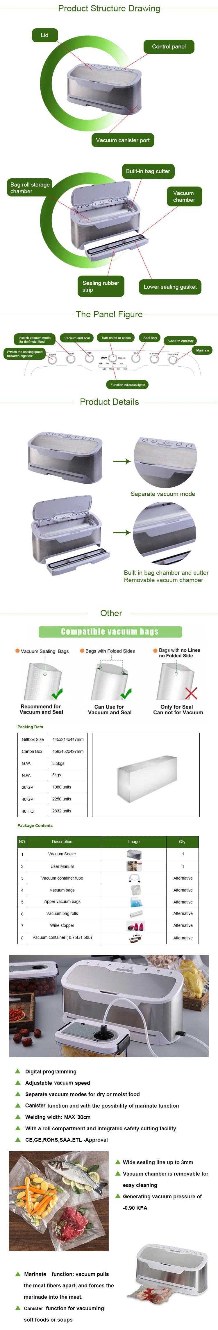 Smart Design High Quality Portable Best Freezer Home Food Packing Vacuum Sealer Machine