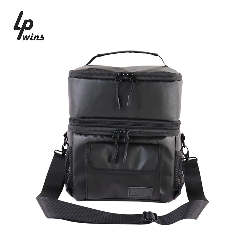 Double Decker Insulated Cooler Bags Lunch Box Food Picnic Bag Cooler Tote Handbags for Men Women