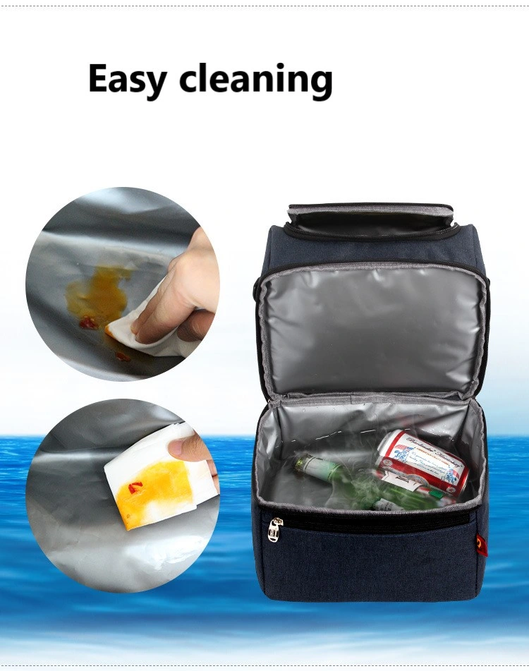 Men Lunch Box, Reusable Waterproof Cooler Tote Bag Double Compartment Cooler Bag