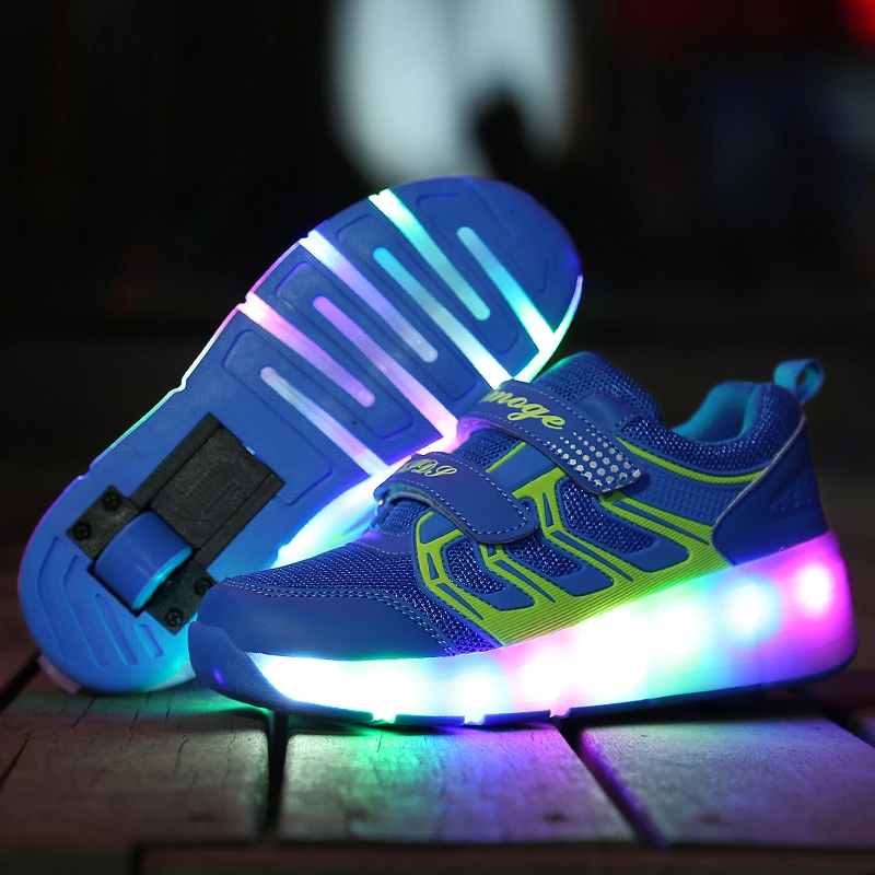 Luminous Sneakers Blue Pink LED Light Roller Skate Shoes for Children Kids LED Shoes Boys Girls Shoes Light up Unisex