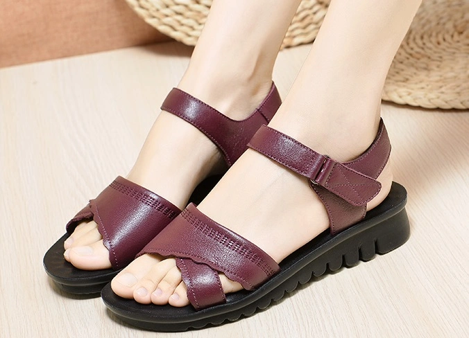 Comfort Casual Shoes Mama Shoes Leather Sandal Shoes 77011