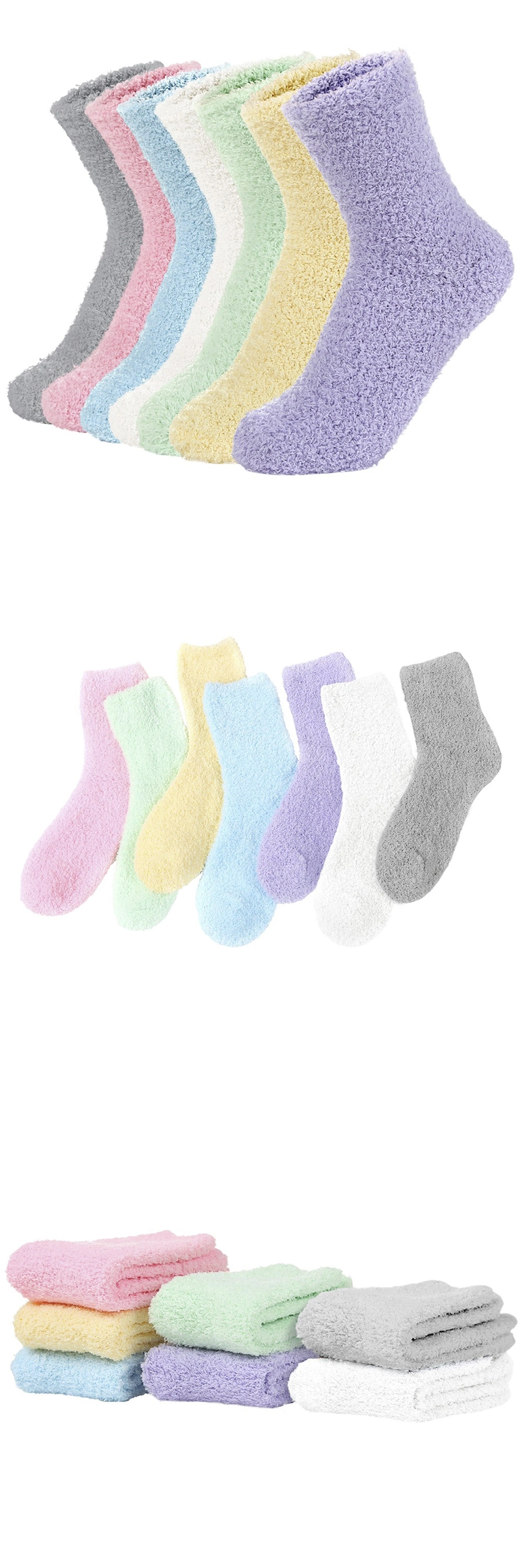 Custom Cozy Candy Solid Candy Color Men Women Unisex Thick Bed Floor Warm Thermal Winter Socks