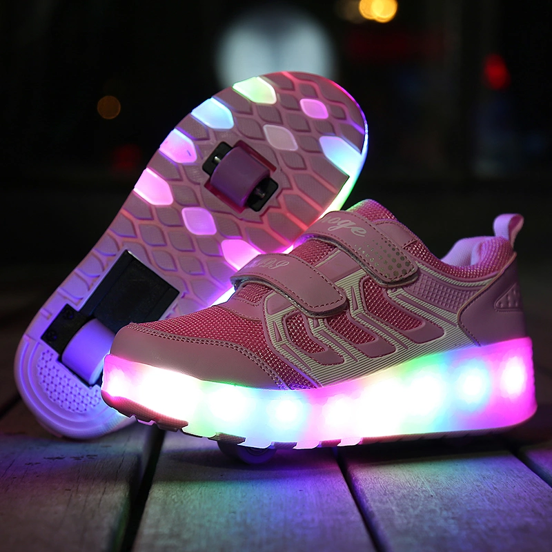 Luminous Sneakers Blue Pink LED Light Roller Skate Shoes for Children Kids LED Shoes Boys Girls Shoes Light up Unisex