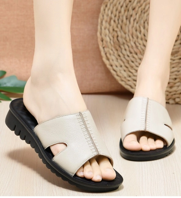 Comfort Casual Shoes Mama Shoes Leather Sandal Shoes 77015