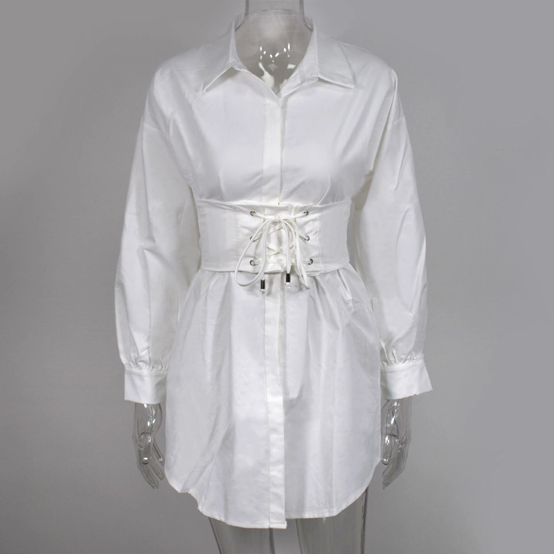 2021 New Women's Clothing Casual Fashion Waistband Shirt Skirt Short Casual Dresses