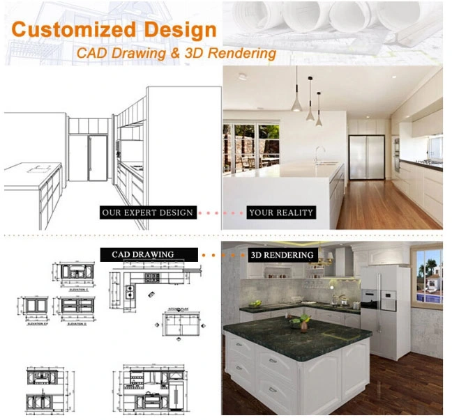Custom Made Modular Kitchen Cabinets Made in China