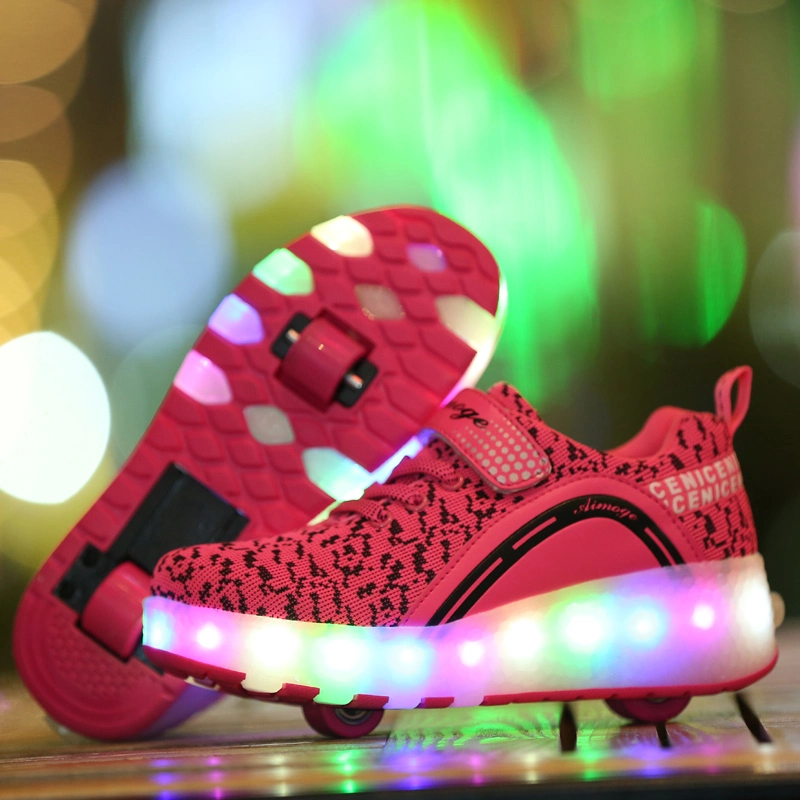 Luminous Sneakers Kids Shoes Glowing Sneakers with Wheels Children Roller Skate Shoes LED Light up Shoes Boys Girls
