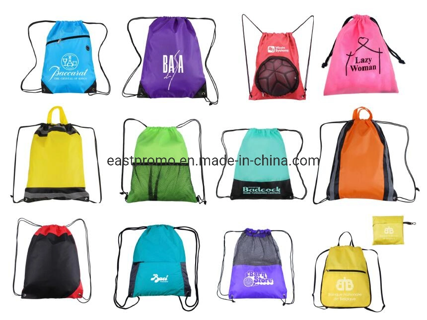 Custom Waterproof Polyester Drawstring Bag Sports Shoe Bag for Promotional Gifts