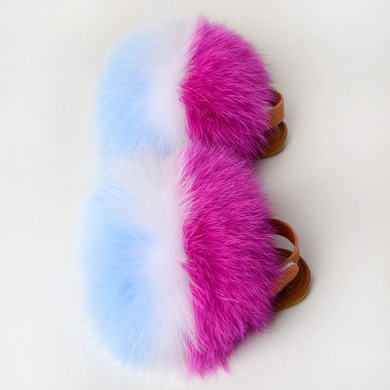 Wholesale Baby Fur Slippers with Straps, Kids Fur Slides Wholesale, Pink Baby Kid Shoe