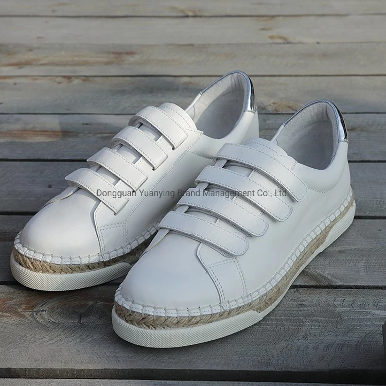 New Espadrille Cup Sole Sneakers Velcro Strap White Sneakers Women Casual Shoes