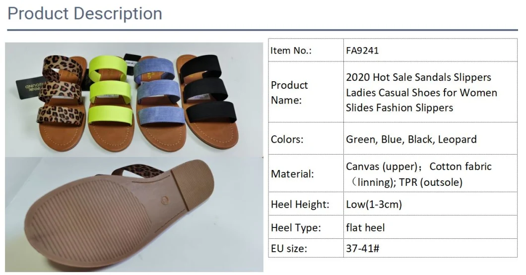 2020 Hot Sale Sandals Slippers Ladies Casual Shoes for Women Slides Fashion Slippers