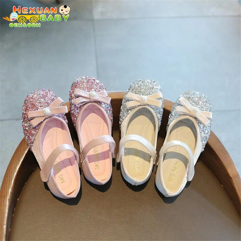 Children Kids Shoes Girls Casual Fashion Sandals Pearl Bling Sequins Dance Party Soft Princess Shoes