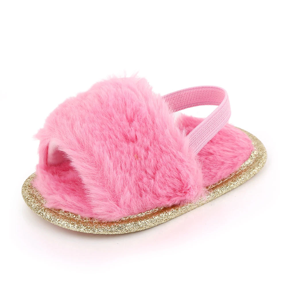 Indoor Infant Baby Comfortable Shoes, Baby Fur Slippers Shoes, Little Girls Shoes