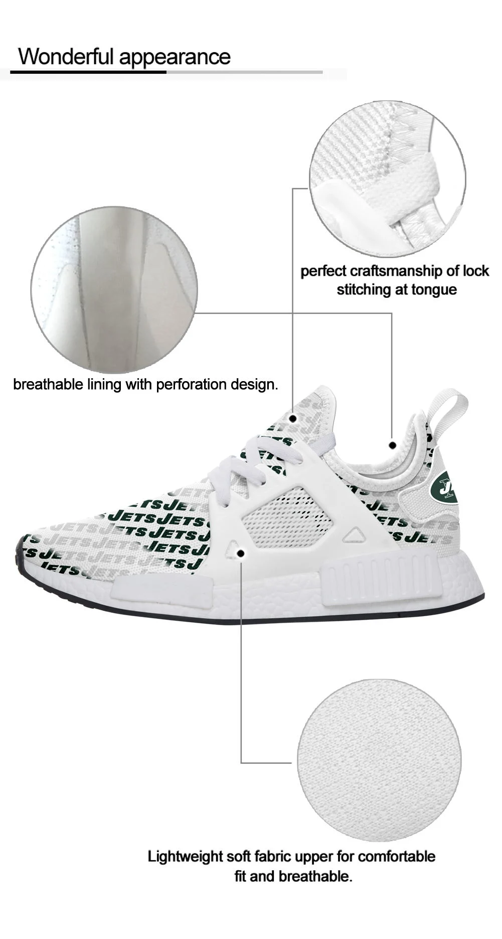 Custom Shoes for NFL Team Jets Nmd Design Your Own Fashion Sneakers