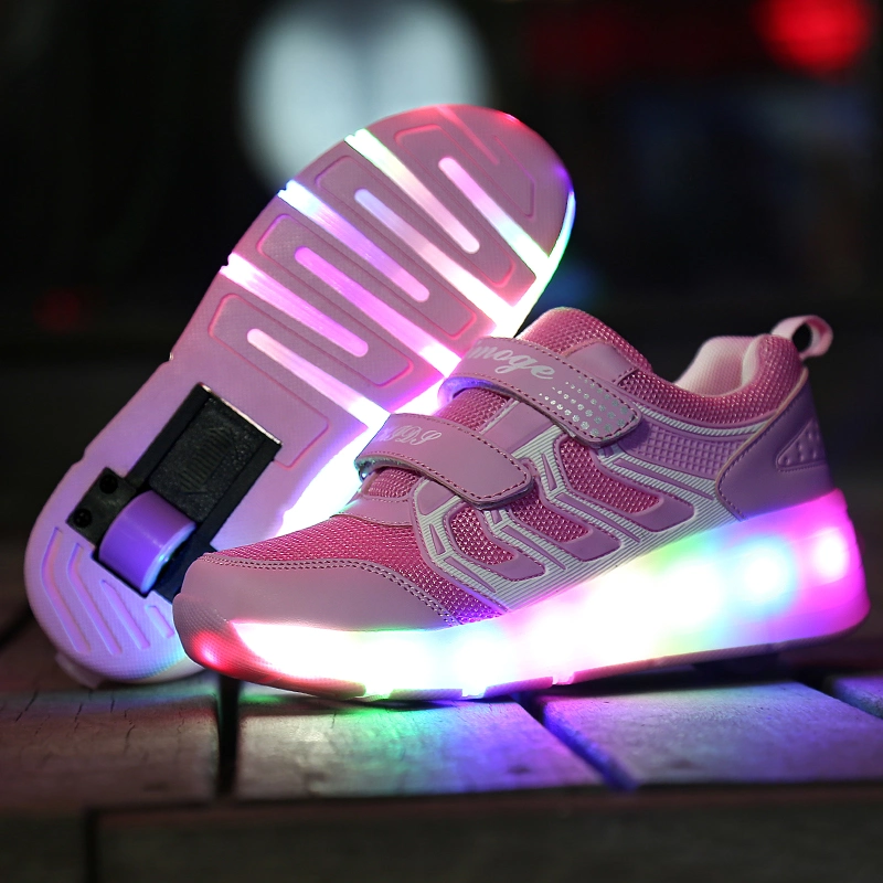 Luminous Sneakers Blue Pink LED Light Roller Skate Shoes for Children Kids LED Shoes Boys Girls Shoes Light up Unisex