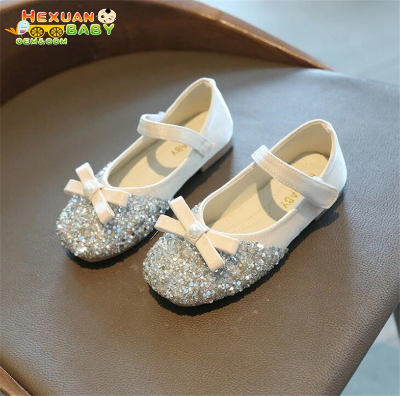 Children Kids Shoes Girls Casual Fashion Sandals Pearl Bling Sequins Dance Party Soft Princess Shoes