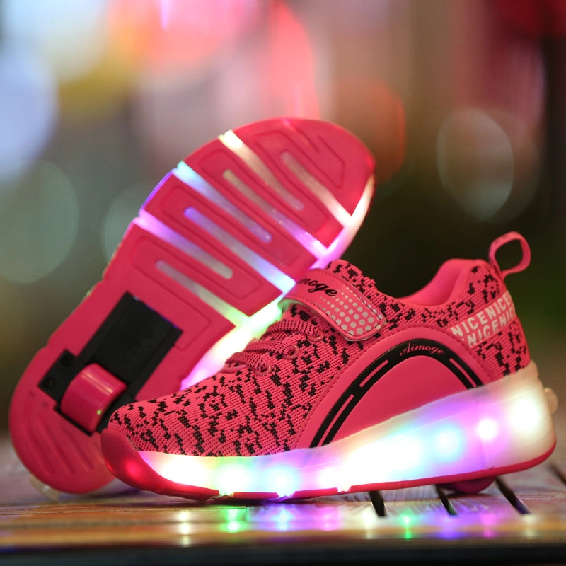 Luminous Sneakers Kids Shoes Glowing Sneakers with Wheels Children Roller Skate Shoes LED Light up Shoes Boys Girls