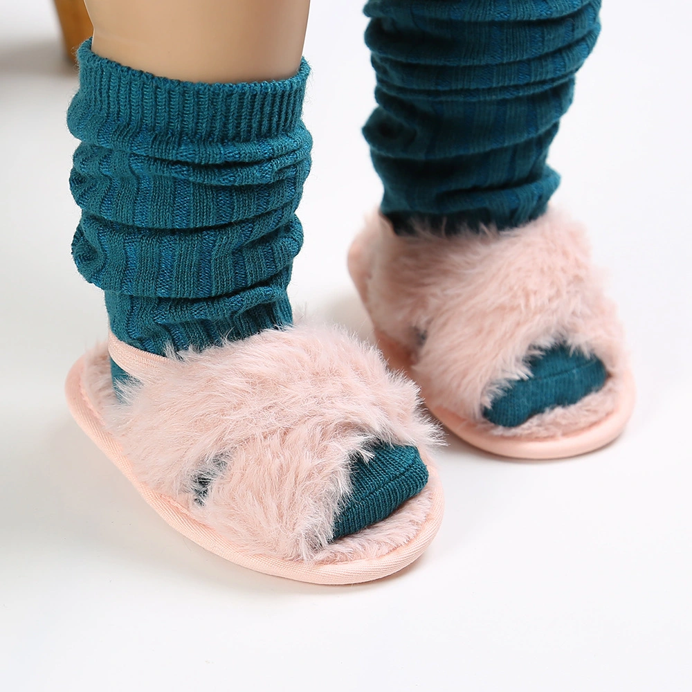 Indoor Infant Baby Comfortable Shoes, Baby Fur Slippers Shoes, Little Girls Shoes