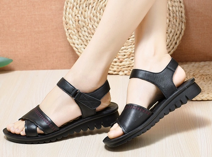 Comfort Casual Shoes Mama Shoes Leather Sandal Shoes 77011