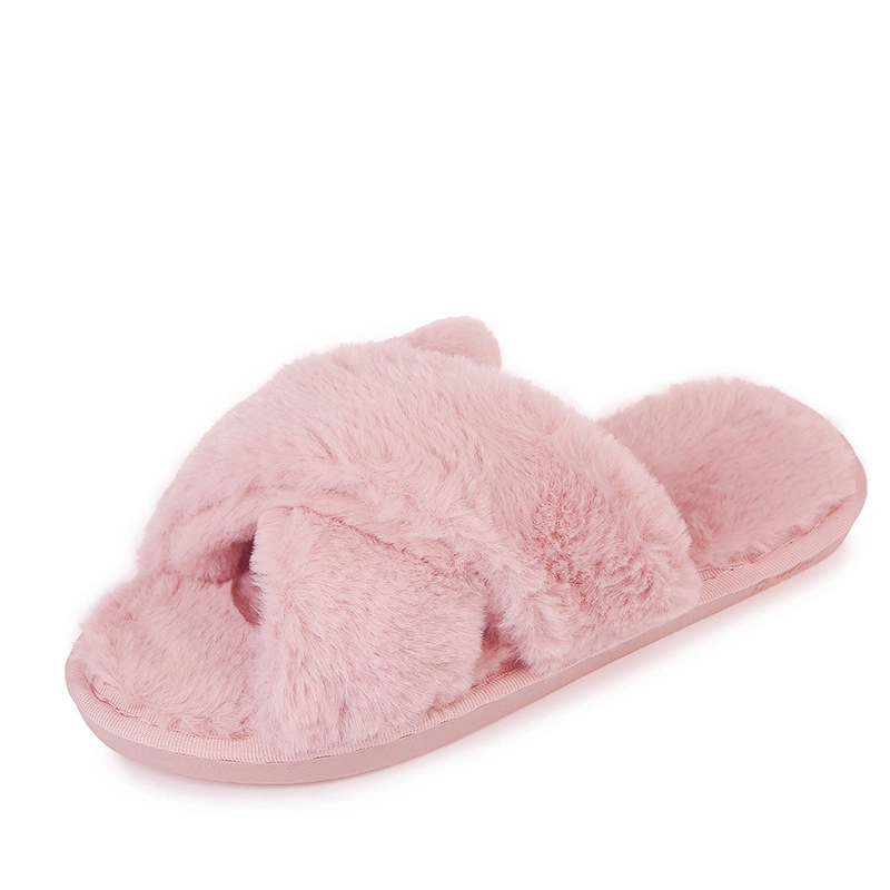 China Factory Supply Custom Made Woman Plush Faux Fur Slide Sandal Girl Slide Slipper for Woman