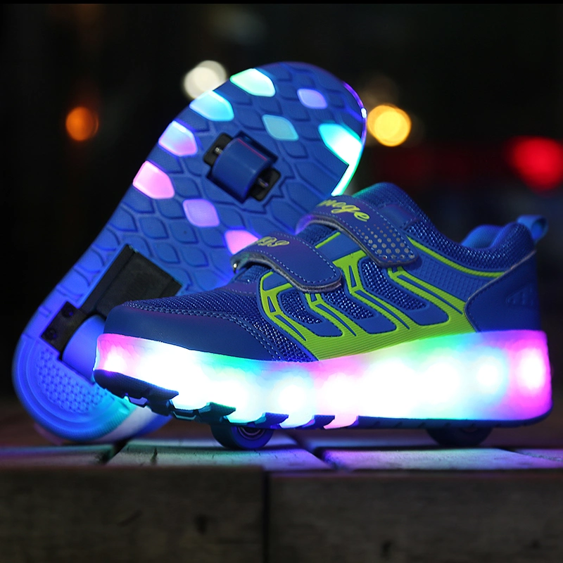 Luminous Sneakers Blue Pink LED Light Roller Skate Shoes for Children Kids LED Shoes Boys Girls Shoes Light up Unisex