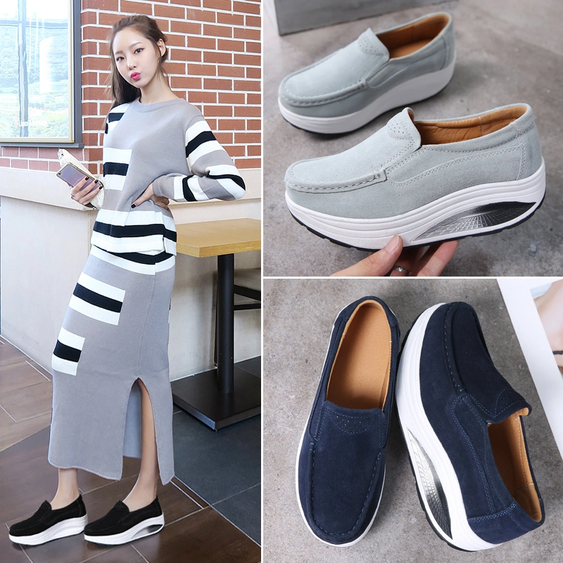 Hellosport 2020 Wholesale China Fashion Women Comfortable Walking Sock on Slip Platform Shake Wedges Casual+Shoes