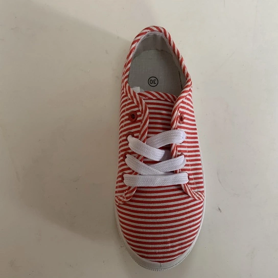 Kids Fashion Stripe Printing Lace up Sneaker Comfort Shoe