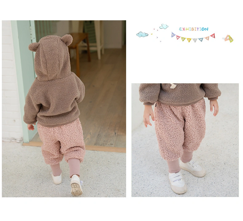 Wholesale 2020 Kids Winter Warm Jogger Pant Baby Casual Fluffy Sherpa Fleece Pants for Boy Girl