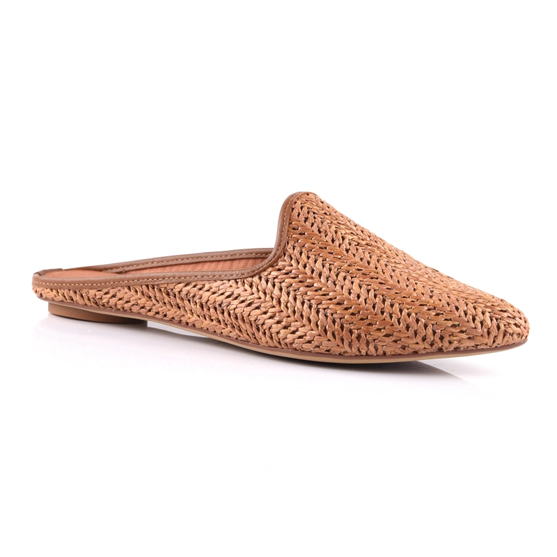 Fashion Pointed Toe Slipper Women Woven Sandals Shoes Summer Flat Shoes for Women and Ladies