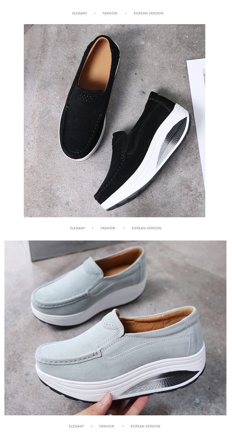 Hellosport 2020 Wholesale China Fashion Women Comfortable Walking Sock on Slip Platform Shake Wedges Casual+Shoes
