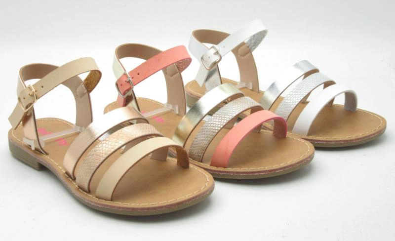 2020 Summer Flat Sandals Shoes Design Low Heel Pink Suede Children Kid Girl Sandals