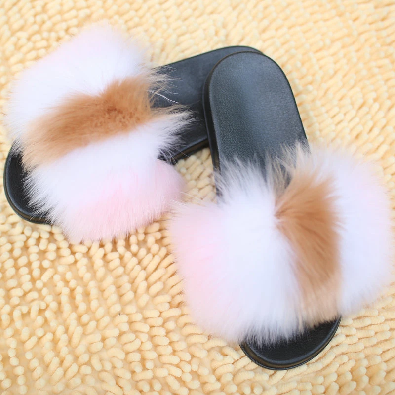 Slide Sandals Women Fur Shoes, Multi Colors Fur Slides, Wholesale Women Shoes