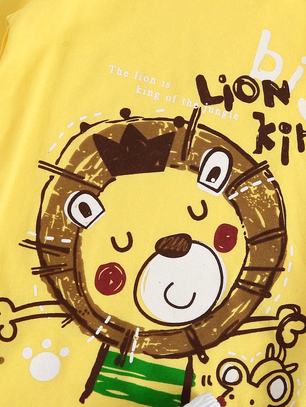 Boys Lion Print Suits Kids Pajamas 100% Cotton Kids Pyjamas Children Clothes