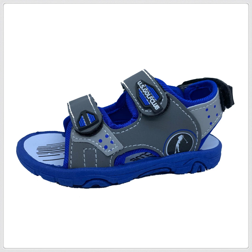 Children Kids Sports Sandal Shoes PU Upper +Velcro PVC Injection Outsole Injection Shoes for Kids/Children