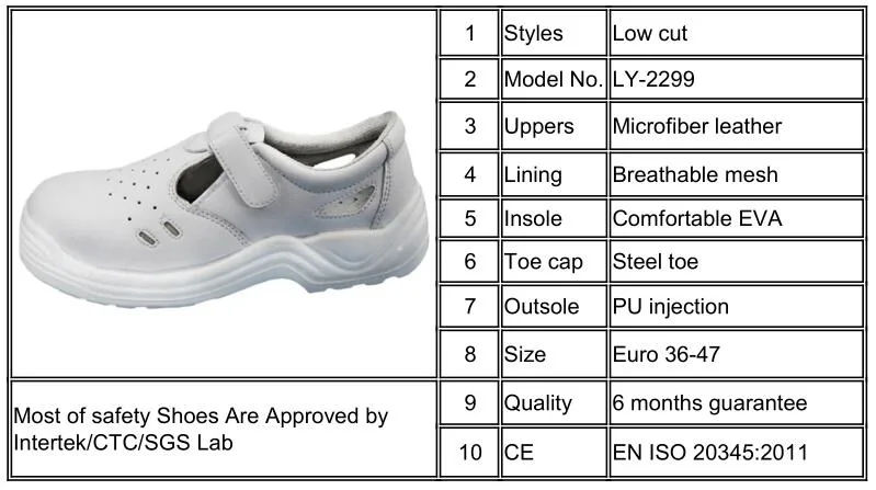 Steel Toe Safety Shoes Industrial Safety Shoes Fashion Work Shoes White Kitchen ESD Safety Shoes