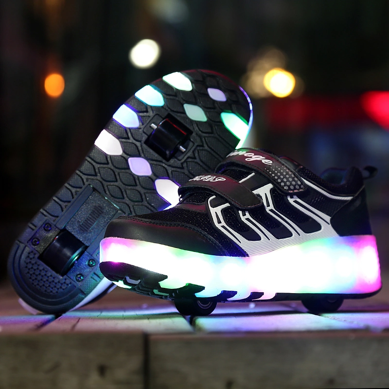 Luminous Sneakers Blue Pink LED Light Roller Skate Shoes for Children Kids LED Shoes Boys Girls Shoes Light up Unisex