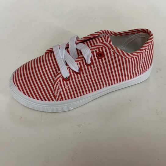 Kids Fashion Stripe Printing Lace up Sneaker Comfort Shoe