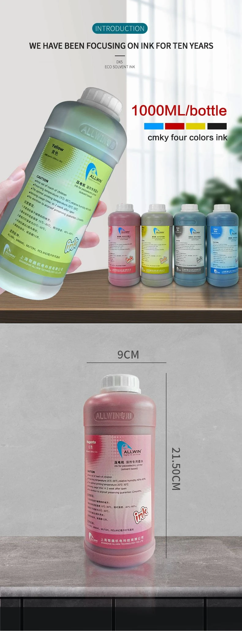 Printer Dx5 Allwin Eco Solvent Ink for Eco Solvent Machine