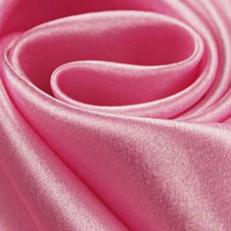 Fashion Glossy Pink Satin Polyester Fabric Customized 100% Polyester Shiny Satin Fabric