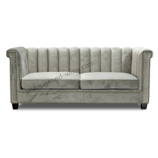 Hotel Furniture Pleated-Back Sofa Fabric Couch Fabric Waiting Bench