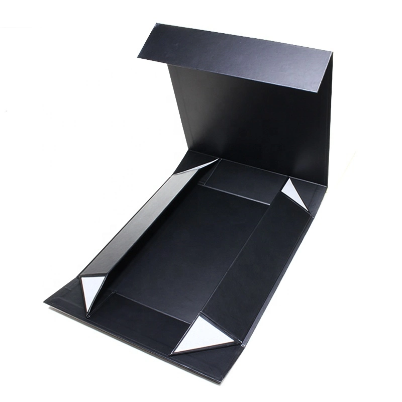 Custom Logo Printed Luxury Matte Lamination Black Foldable Packaging Boxes with Magnet