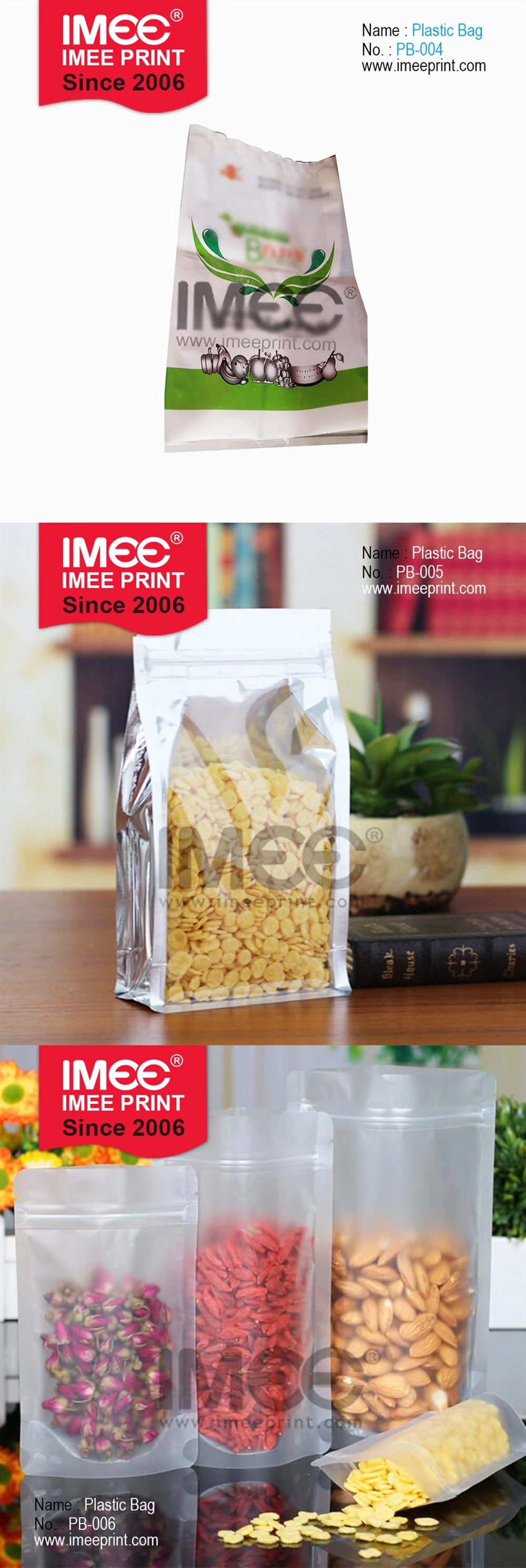 Imee Logo Custom Lamination Laminating Laminated LDPE PP PVC PE OPP Film Plastic Pet Food Bag