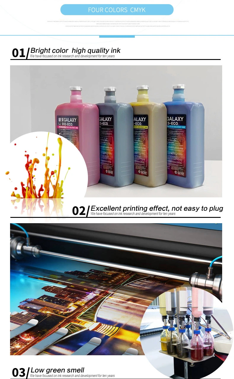 Galaxy Dx5 Eco Solvent Printing Ink for Mimaki Mutoh Printer Cmyk Eco Solvent Ink